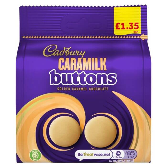 Cadbury Bags Caramilk Buttons Pm 1.35 90G